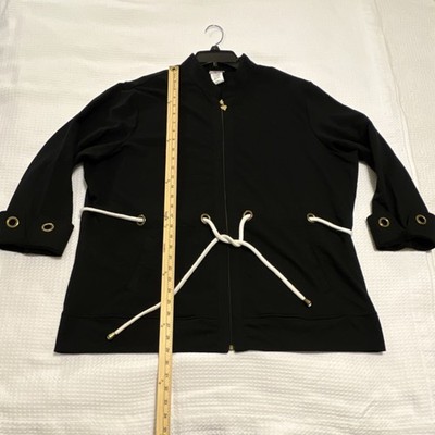 City Hearts  Full Zip Drawstring Grommet Jacket Black 2X Plus Women