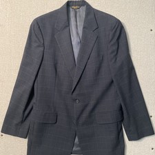 Brooks Brothers Men s Charcoal Suit Jacket 100 Wool 40L Light Blue Pinstripes