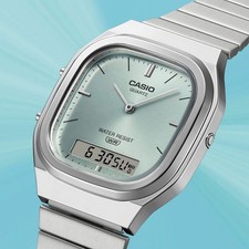 Casio AQ-240E-2AJF Watch Timepiece Tiffany Blue Digital LCD Authentic