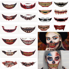 20 PCS Scary Big Mouth Temporary Tattoo,2025 Halloween Realistic Face Sticker...