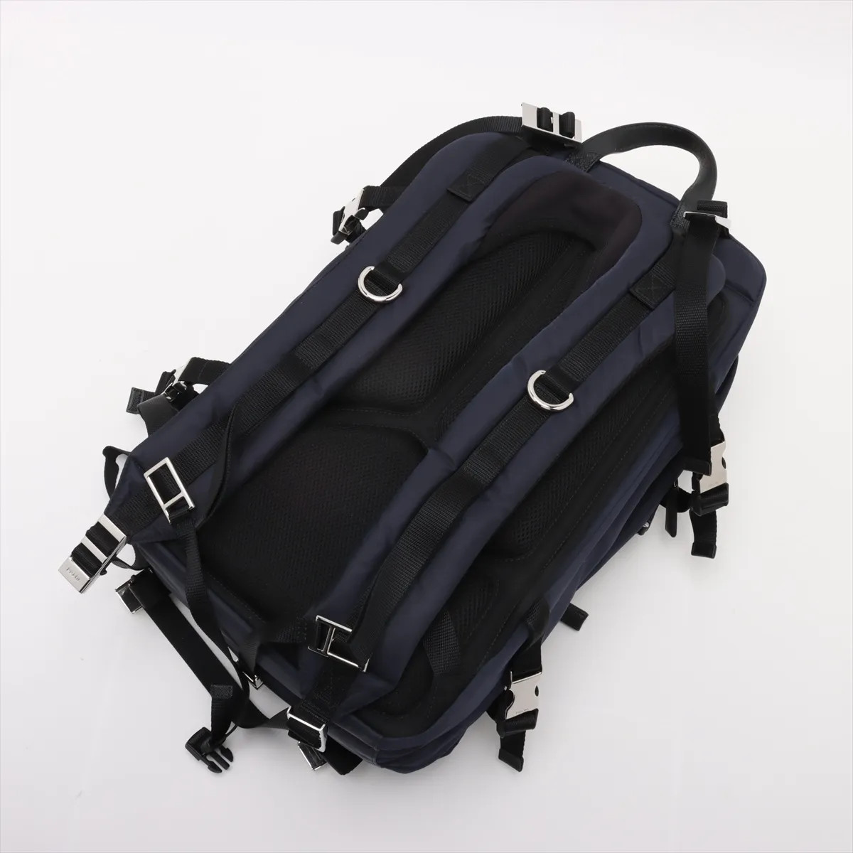Prada Tessuto nylon x leather Backpack navy x black thumbnail 5