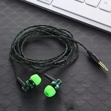 1Pc Wired Stereo Earphones 3.5mm, In-Ear with Mic, Nylon Weave Cable for Laptop