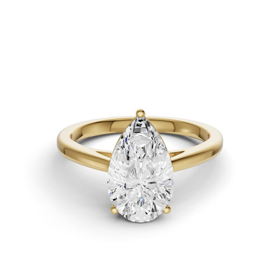 14K Yellow Gold 2.50CT Pear Cut Lab Grown Diamond Split Shank Solitaire Ring