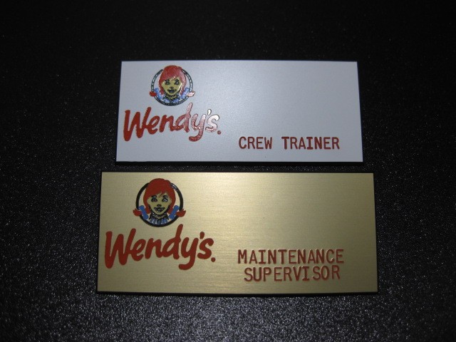 WENDY'S Restaurant Uniform employee Name badges with Management Titles!