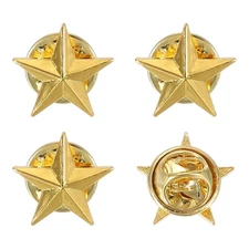 4Pcs Star Lapel Pins, 0.6" Award Pins Star Badge for Men Women, Golden Tone