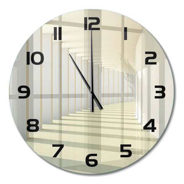 Runde Glas-Wanduhr Aus GehäRtetem Glas Wanduhr Korridor Schwarze Zeiger Fi60 Cm-image