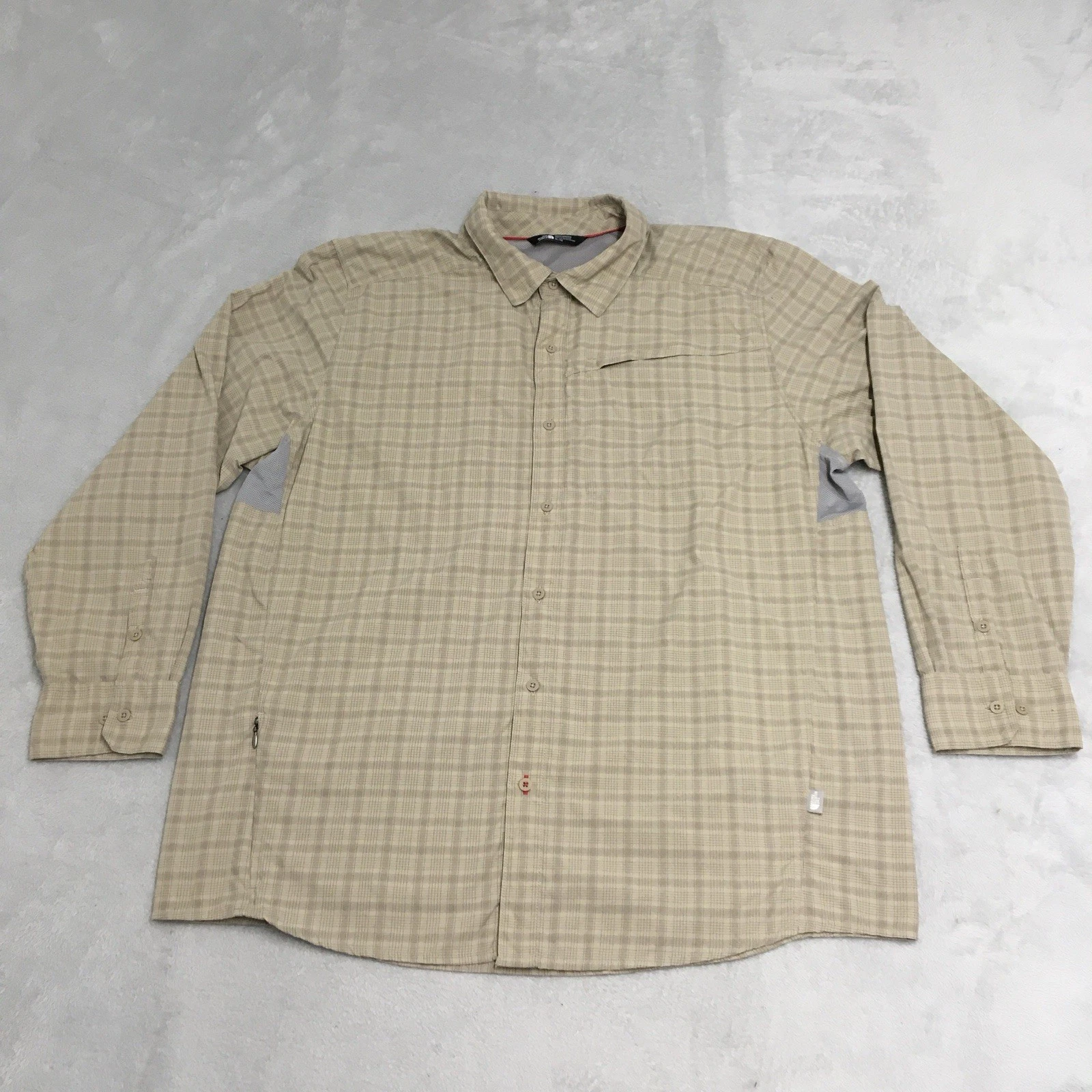 The North Face Shirt XL Mens Beige Plaid Button Up Hiking Technical Utility