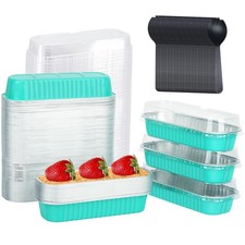 LNYZQUS Mini Loaf Baking Pans with Lids 100-Pack, 6.8oz Rectangle Cake Tins