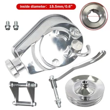 For SBC 265 305 Chevy Silver Power Steering Pump & Bracket & 2 Groove Pulley