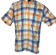 Columbia PFG Super Bahama Fishing Shirt Mens Small Short Sleeve Plaid Omni-Shade