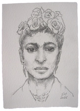 Frida Kahlo incorniciato originale matita disegno persone arte da parete decorazione carta 4x6 pollici