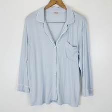 Eberjey Gisele Classic Pajama Top Size M Sleepshirt Tencel Modal Ice Blue Ivory