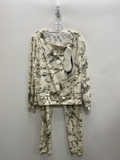 Soma Size M Cream/Gray Marbled Velour Ladies Pajama