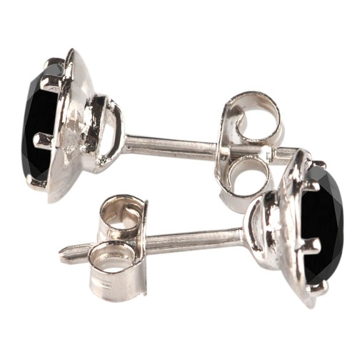 Borchie donna taglio tondo 100% diamante nero naturale 4,00 ct in argento sterling 925 - Foto 7 di 14