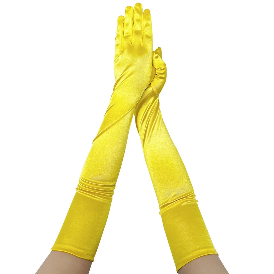 1 Paar Lange Satin-Armstulpen Handschuhe für Damen Opern Cosplay Hochzeit Party - Bild 4 von 4