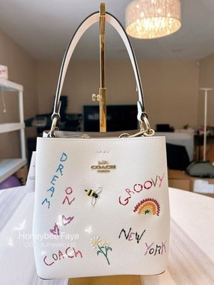 NWT Coach Small Town Bucket Bag With Diary Embroidery C8282/C4080
