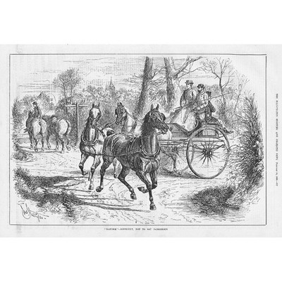 PFERD & KUTSCHE Randem, schwierig, um nicht zu sagen gefährlich - antiker Druck 1883