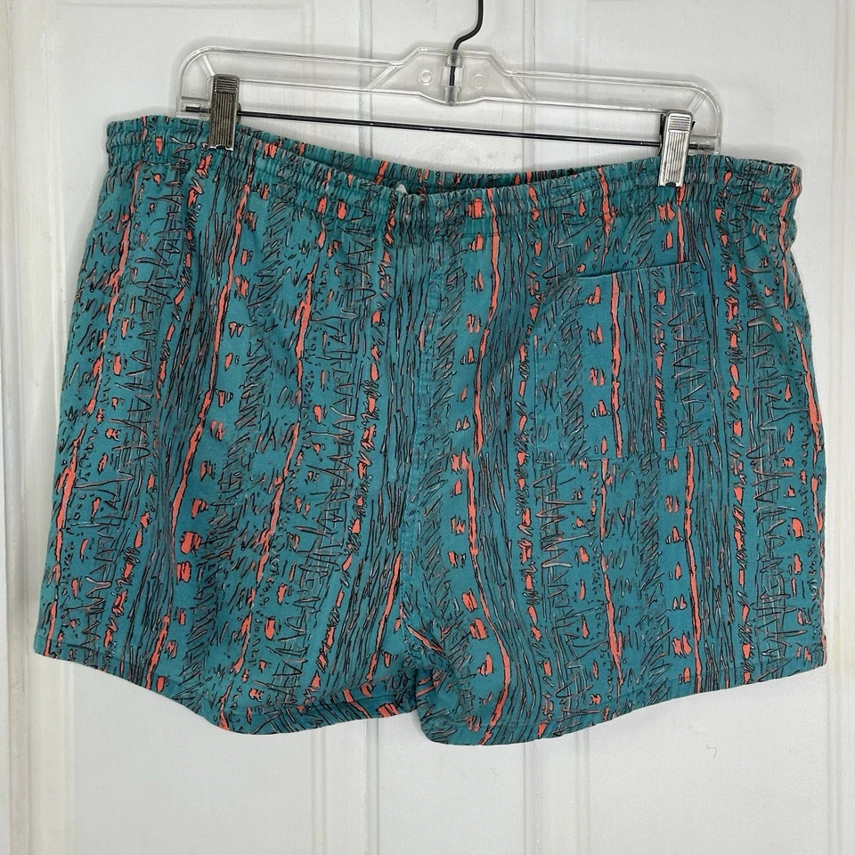 Vintage 80s 90s Islander Men’s Swim Trunks Green Geometric Lined Large 36-38 Vtg - Image 2 of 3