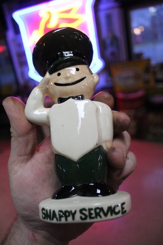 RARE 1950"s TEXACO SERVICE BOY PAINTED  PROMO FIGURE BANK GAS STATION SIGN OIL
