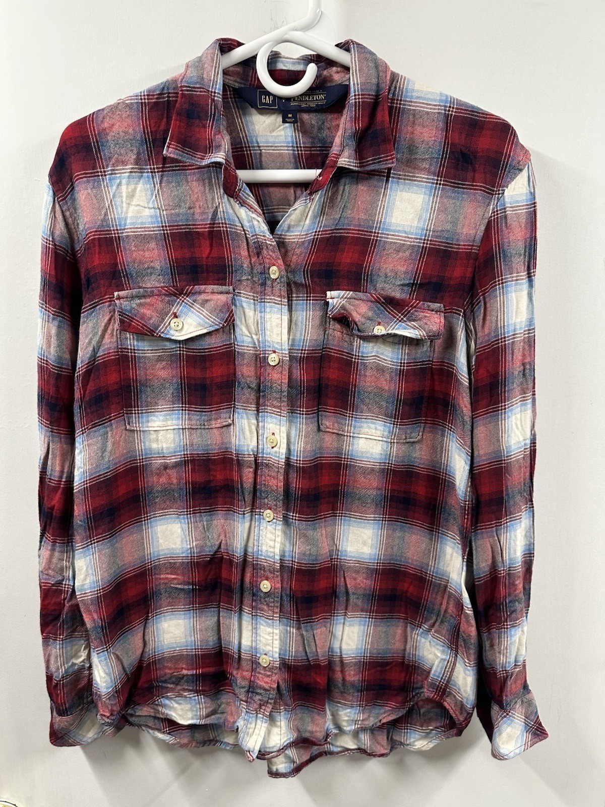 GAP + PENDLETON Plaid Thin Flannel Pocket Shirt R… - image 1