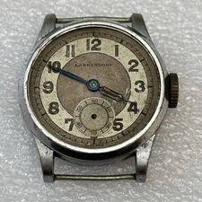 Broken Vtg LANGENDORF Bullseye SWISS MEN'S WRIST WATCH MILITARY - FOR REPAIR