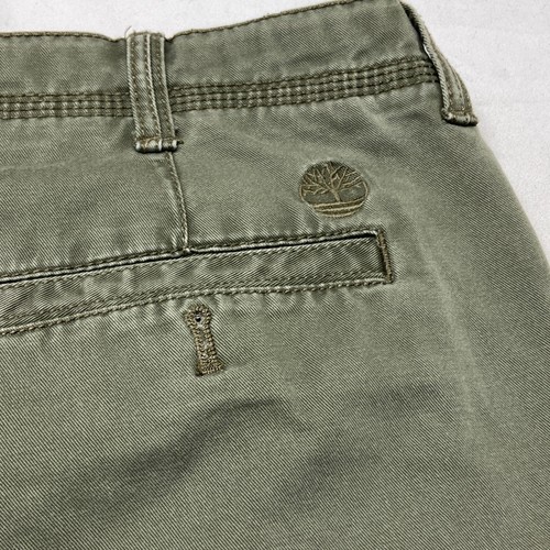 Pantalones chinos Timberland para hombre 36x32 verde oliva algodón pierna recta bolsillos cortados - Imagen 17 de 17