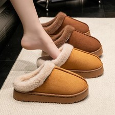 Women Fluffy Slippers for Autumn Winter Indoor EVA Thick Sole Anti-slip Warm