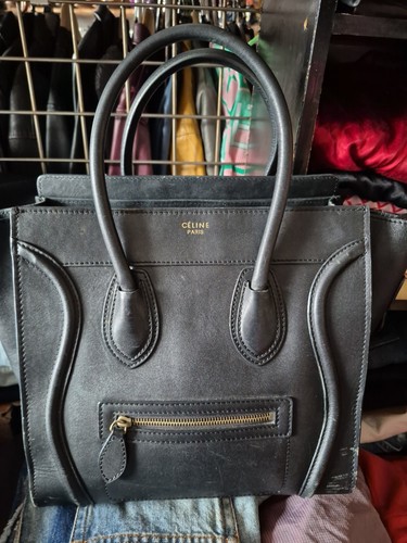 CELINE Black Drummed Calfskin Luggage Micro
