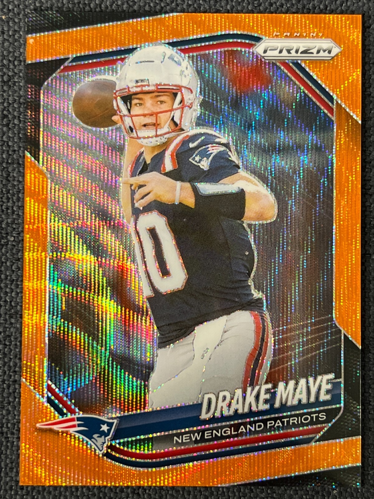 2025 Panini Prizm Orange Wave #165 Drake Maye 24/65 Patriots