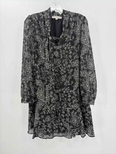 Pre-Owned Loft Black Size Medium Floral Knee Length Long Sleeve Dress
