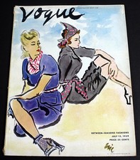 Vogue Magazine July 15 1939 Between-Seasons Fashions Illustrated