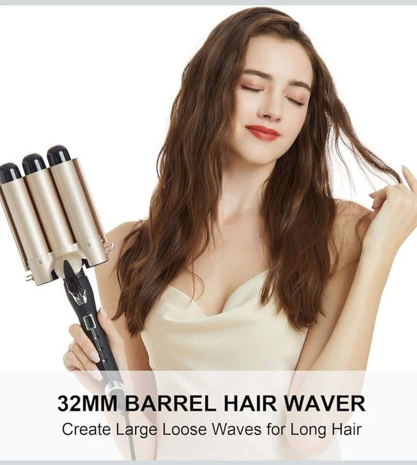Mermaid Hair Waver 32mm 3 Barrel Curling Iron Wand for Loose Beachy Waves 210c - Image 3 of 4