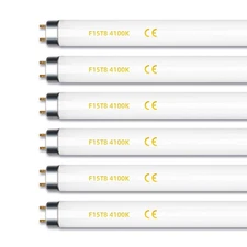 6 Pack F15T8/CW 18 Inch 15W T8 Fluorescent Tube Bulb Cool White 4100K Medium