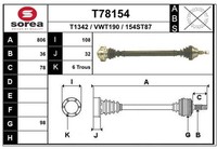 EAI Antriebswelle Vorne Rechts FüR Audi A3 8L1 Golf IV 1J1 1J5 1J6 T78154