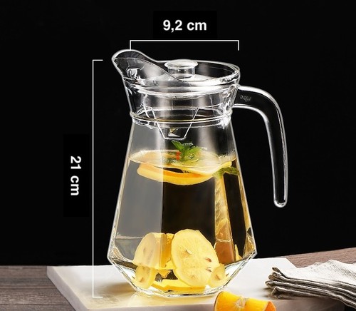 Glaskrug Karaffe Wasserkrug 1400ml 4 Gläser Set hitzebeständig Borosilikat Glas - Bild 6 von 8