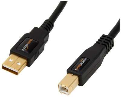 Basics USB-A to USB-B 2.0 Cable for Printer or External Hard Drive, Gold-Plated