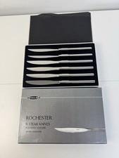 STELLAR ROCHESTER SET OF 6 STAINLESS STEEL POLISHED STEAK KNIVES NEW IN BOX
