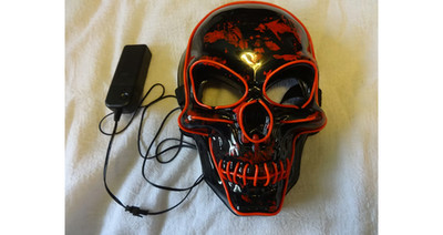 battery-operated LIGHT-UP SKULL MASK skeleton / unbranded
