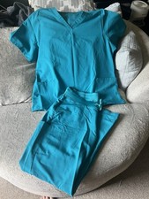 Mandala Women s Medical Scrub Set Solid V-Neck Top Drawstring Pants