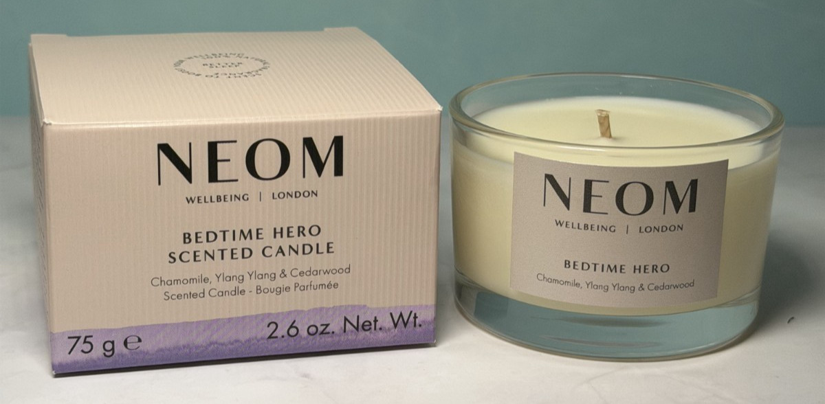 Neom Bedtime Hero Scented Candle 75g Travel Size NWB RRP £20 Free 🚚