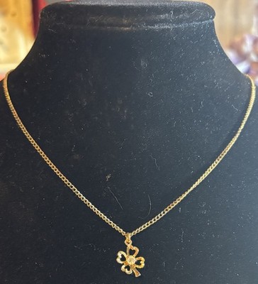 Goldfarben Kleeblatt Anhänger Bettelkette weißer Stein Zopfkette Glück