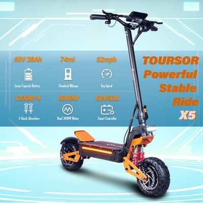 6000W 60V 38Ah Foldable High-Speed Long-Range Electric Scooter E-Scooter