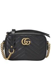 Gucci Black Leather Gg Marmont Crossbody Mini Authentic Pre-Loved Women's