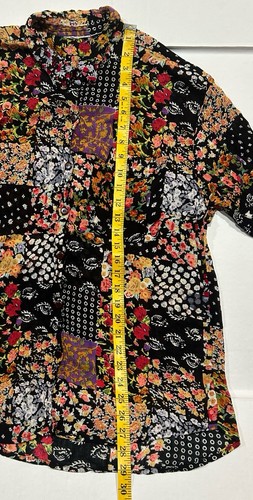 Vintage Jane Ashley Patchwork Floral Midi Skirt & Top Set Crinkle Rayon Size M - Picture 8 of 15