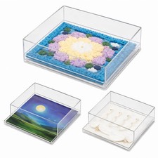 Acrylic Needlepoint Tray 8" x 8" Large Acrylic Tray with Insert Drawer for Cu
