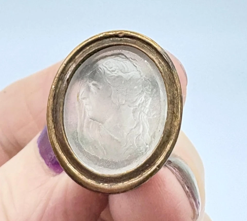 Lote de 2 piezas Reloj Llavero Antiguo Georgiano Tallado Cuarzo Intaglio Hombre Mujer Foto 4 de 4
