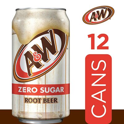 A&W Zero Sugar Caffeine Free Root Beer 12 pack Free Shipping | eBay