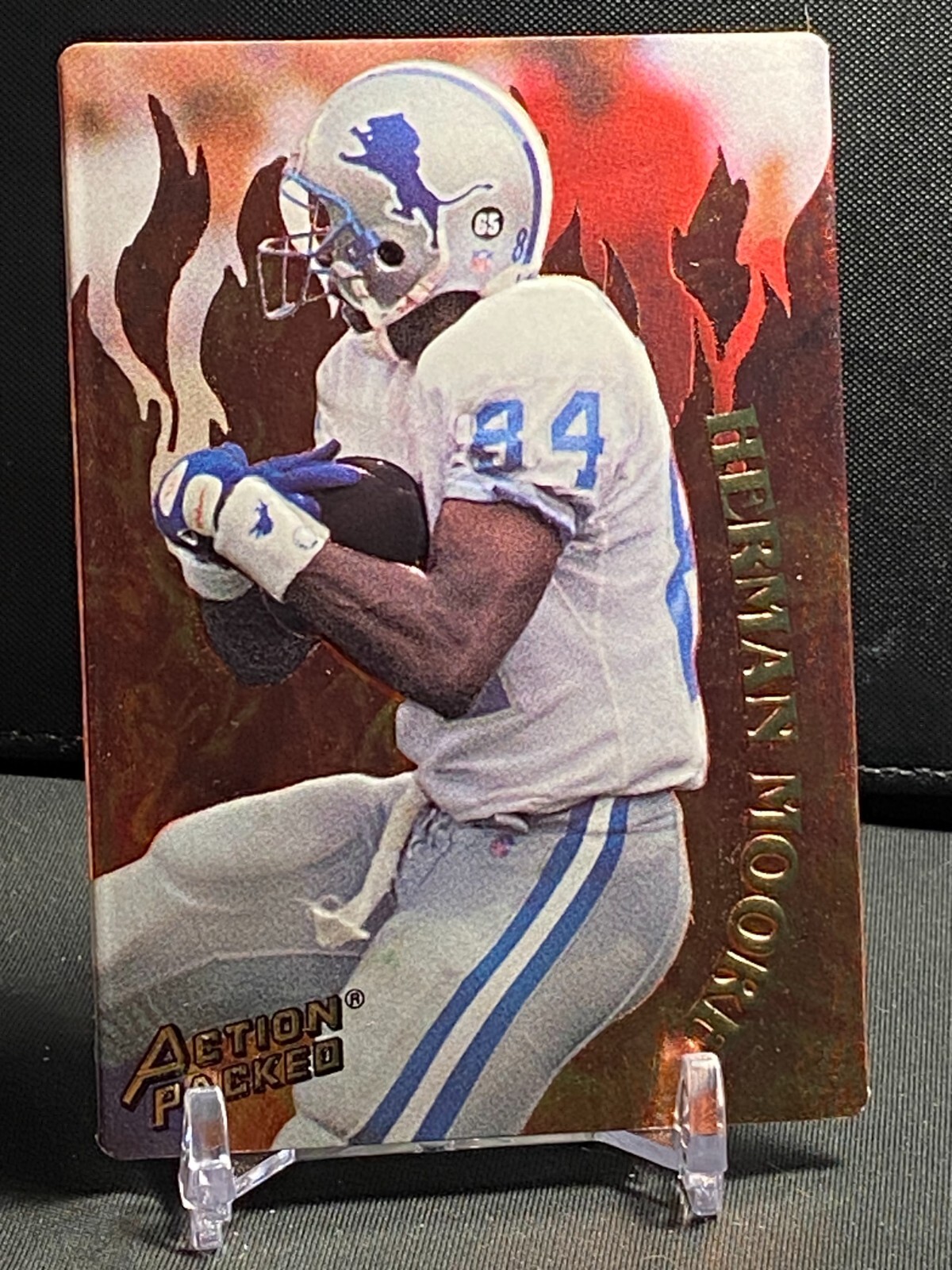 1994 Action Packed Catching Fire Detroit Lions Football Card #R8 Herman Moore