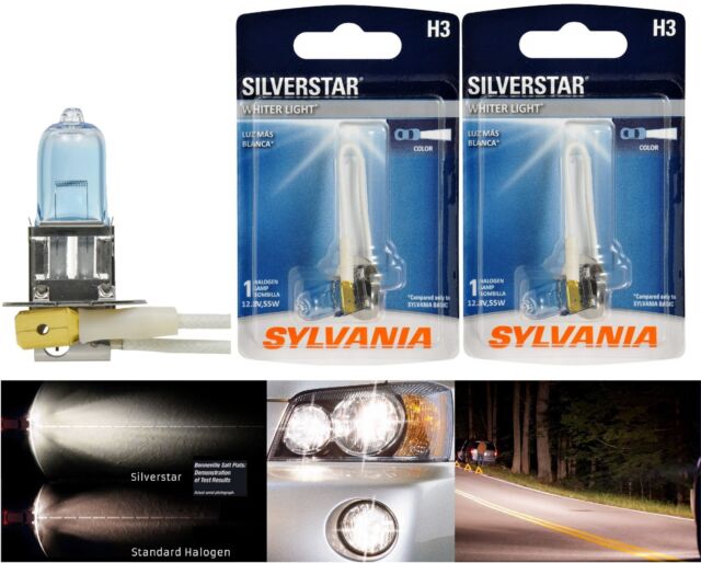 Sylvania Silverstar H3 55W Two Bulbs Fog Light Replacement Legal Upgrade Lamp EO