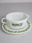 Vintage PYREX CRAZY DAISY SPRING BLOSSOM Glass 2 Pc. Gravy Boat & Undertray